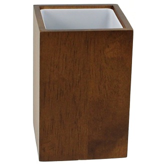 Toothbrush Holder Brown and Square Bathroom Tumbler in Wood Gedy PA98-31